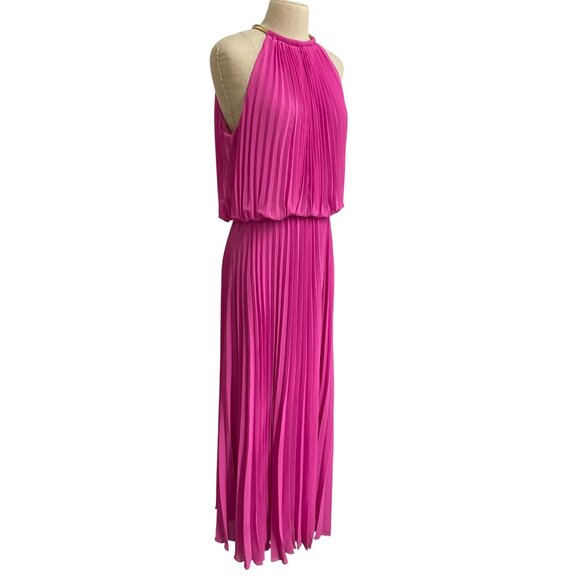 MSK Womens Pleated Halter Maxi Dress Pink Size 16 - Picture 4 of 9